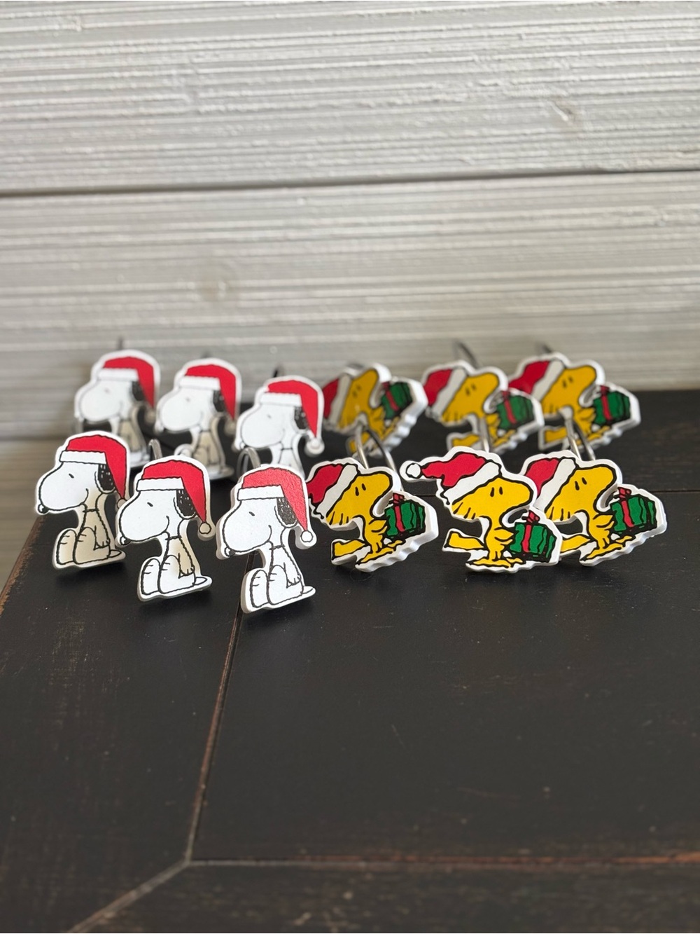 Peanuts Snoopy & Woodstock Christmas Holiday Shower Curtain Hooks Set Of 12 - Picture 2 of 8
